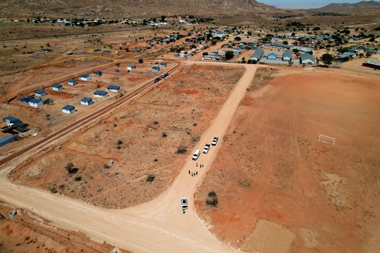 Aerial view of the Aus town services upgrade